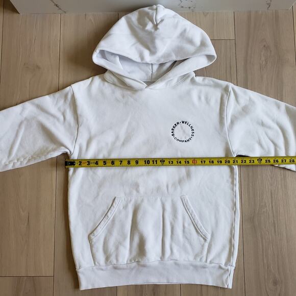 Barker Wellness Hoodie Unisex S White Organic Cotton Sweatshirt Made in USA Top - Picture 3 of 7